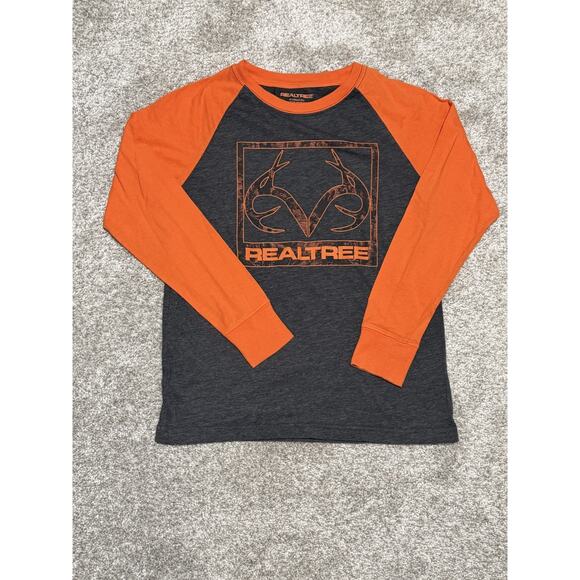 Realtree By Green Source Boy's Large 10/12 Long Sleeve T Shirt Orange Sleeves - Picture 1 of 5